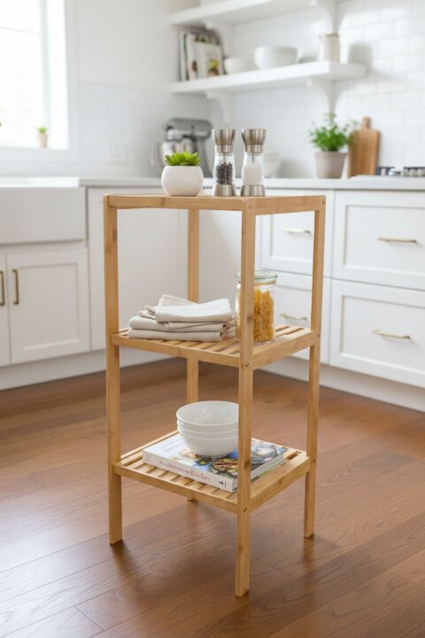 3 Katlı Çok Amaçlı Bambu Raf – Mutfak, Balkon ve Antre Organizeri - Bambuland