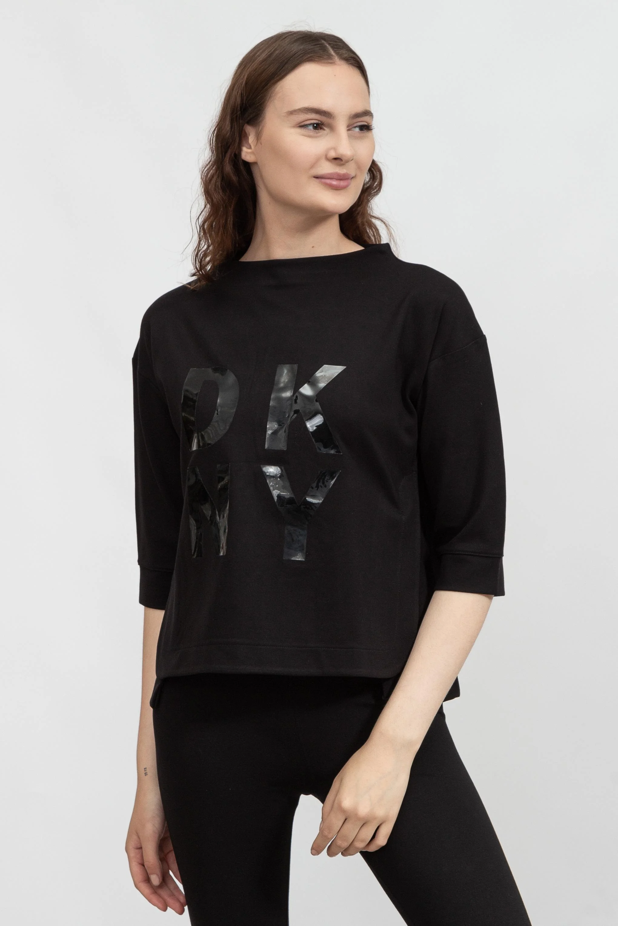 Slv Pop Over Kadın Sweatshirt-Siyah - DKNY