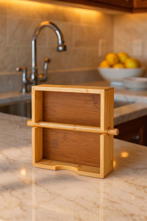 Ahşap Bambu Peçetelik - 18x18 cm Doğal Masa Aksesuarı - Bambuland