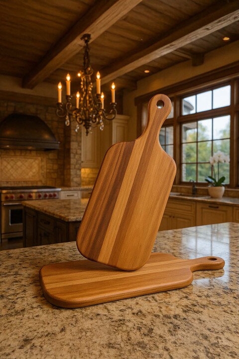 Akasya Orta Boy Kesme & Sunum Tahtası – Saplı Doğrama ve Servis Tahtası - Bambuland