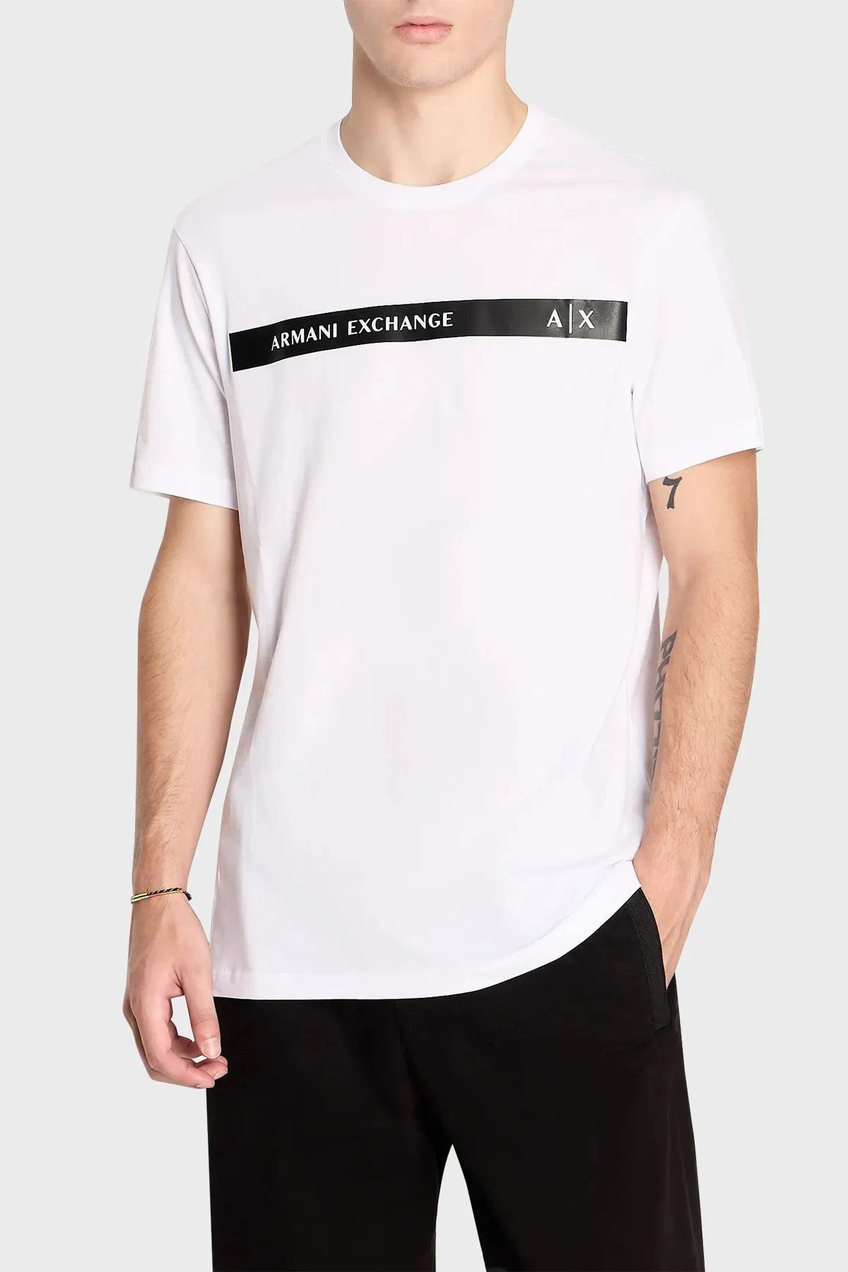 Bisiklet Yaka Erkek T-Shirt-Beyaz 