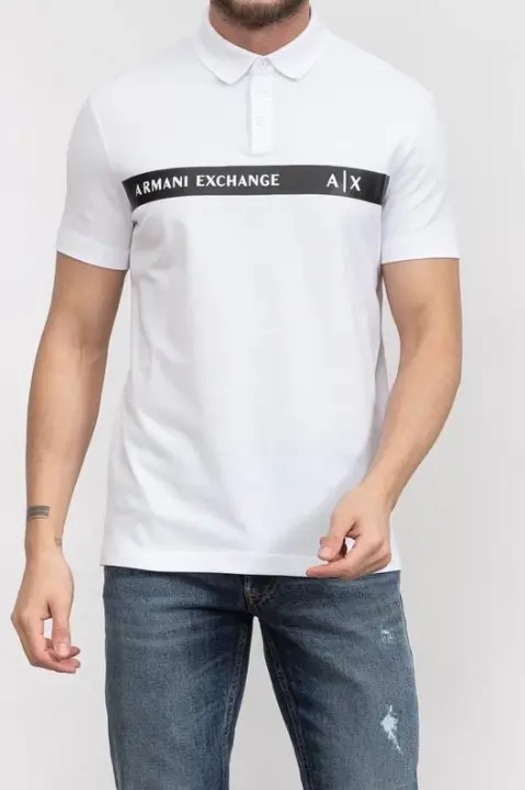 Erkek Armani Exchange Polo Yaka T-Shirt - Beyaz 
