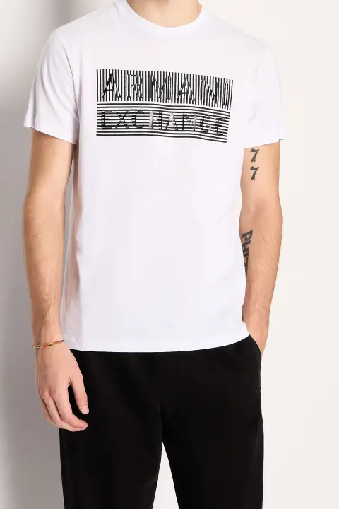 Erkek Bisiklet Yaka T-Shirt-Beyaz 