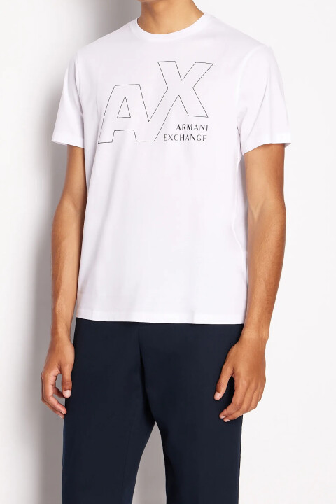 Erkek Bisiklet Yaka T-Shirt-Beyaz - Armani Exchange