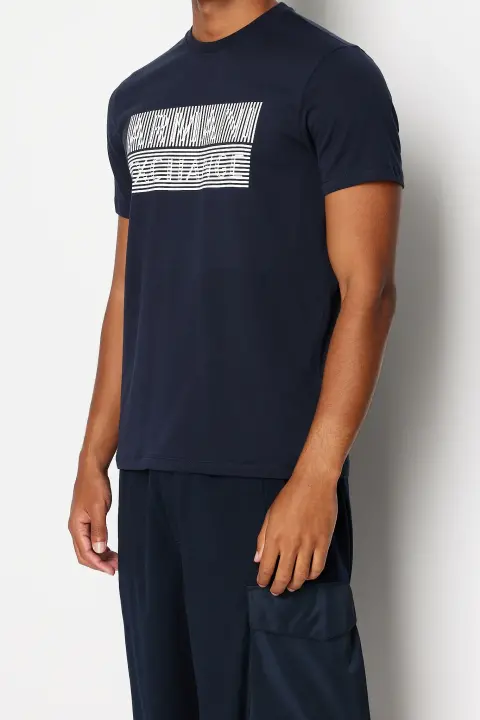 Erkek Bisiklet Yaka T-Shirt-Lacivert 