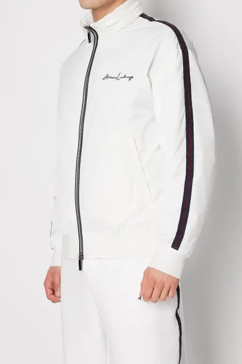 Erkek Kontrast Renkli Blok Yazılı Logolu Mont-Beyaz - Armani Exchange