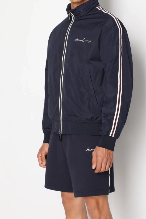 Erkek Kontrast Renkli Blok Yazılı Logolu Mont-Lacivert - Armani Exchange