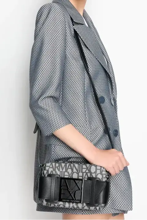Kadın Armani Exchange Camera Case Mini Omuz Çantası - Bej / Siyah 