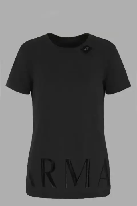 Kadın Bisiklet Yaka T-Shirt - Siyah 