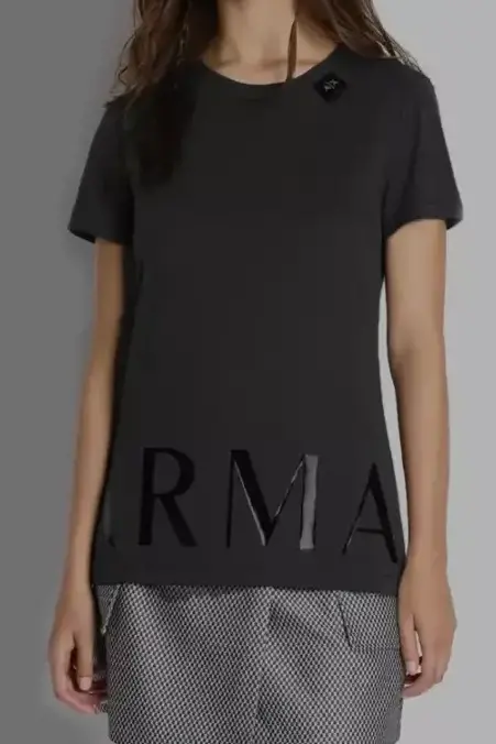 Kadın Bisiklet Yaka T-Shirt - Siyah 