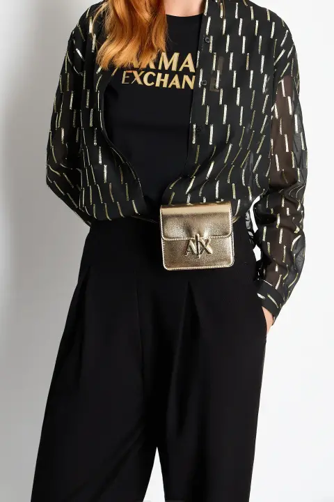 Kadın Bisiklet Yaka T-Shirt - Siyah - Armani Exchange