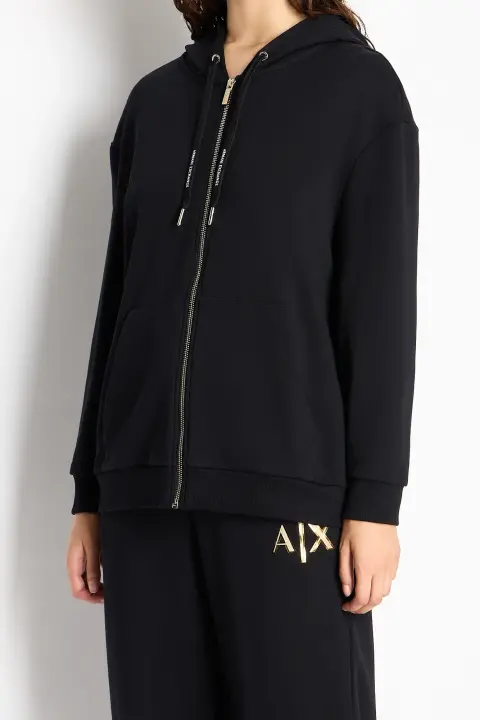 Kadın Fermuarlı Sweatshirt-Siyah 