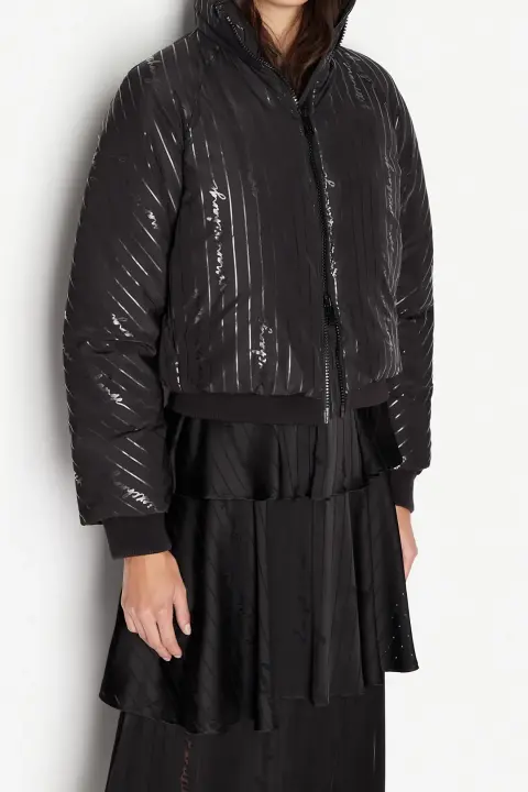 Kadın Kısa Bomber Mont-Siyah 