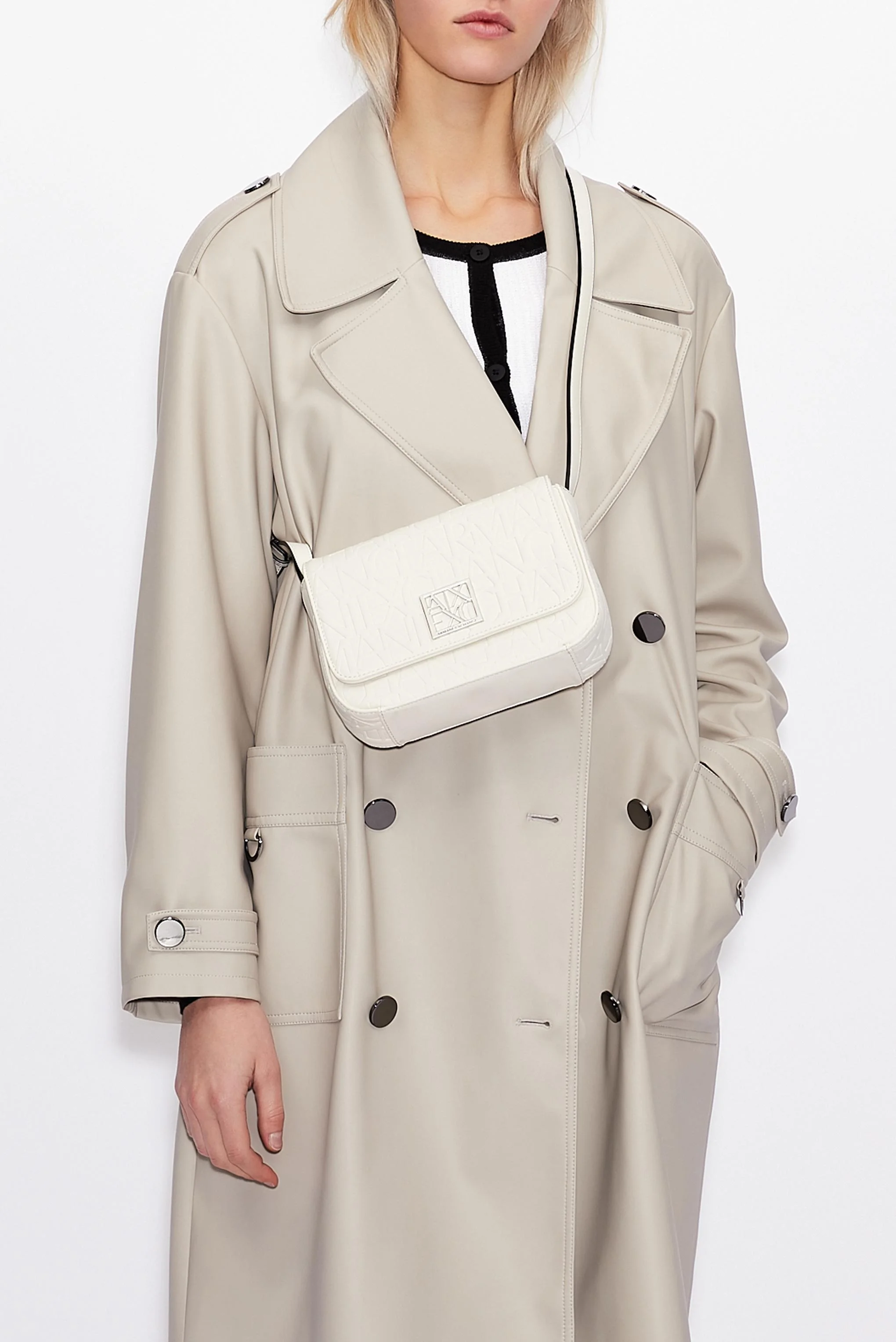 Kadın Mini Omuz Çantası-Beyaz - Armani Exchange