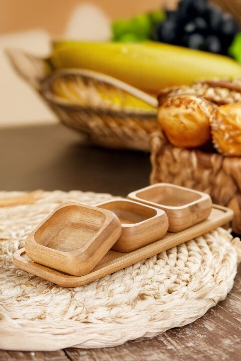 Bambu 3’lü Kare Çerezlik Seti – Şık Sunum ve Sağlıklı Kullanım - Bambuland