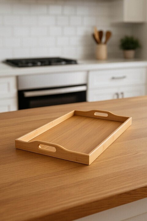 Bambu 3’lü Tepsi Seti - Doğal Ahşap Kare/Rectangular Sunumluk - Bambuland