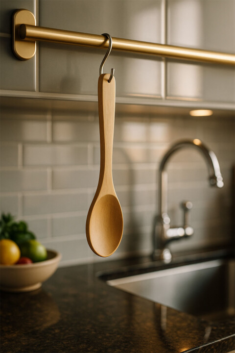 Bambu Ahşap Yemek Kaşığı - 24 cm Uzun Saplı Servis Kaşığı - Bambuland