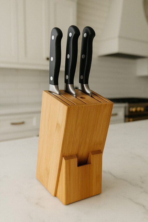 Bambu Bıçak Standı - Ahşap Bıçaklık ve Mutfak Düzenleyici - Bambuland