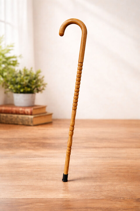 Bambu Desenli Ahşap Baston 60 cm – Yürüyüş ve Destek Bastonu - Bambuland