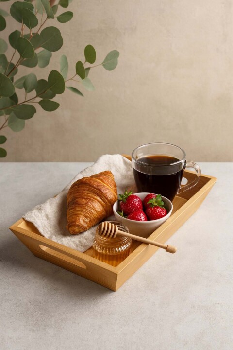 Bambu Kare Tepsi - 24x24 cm Doğal Ahşap Ekmeklik ve Sunumluk - Bambuland