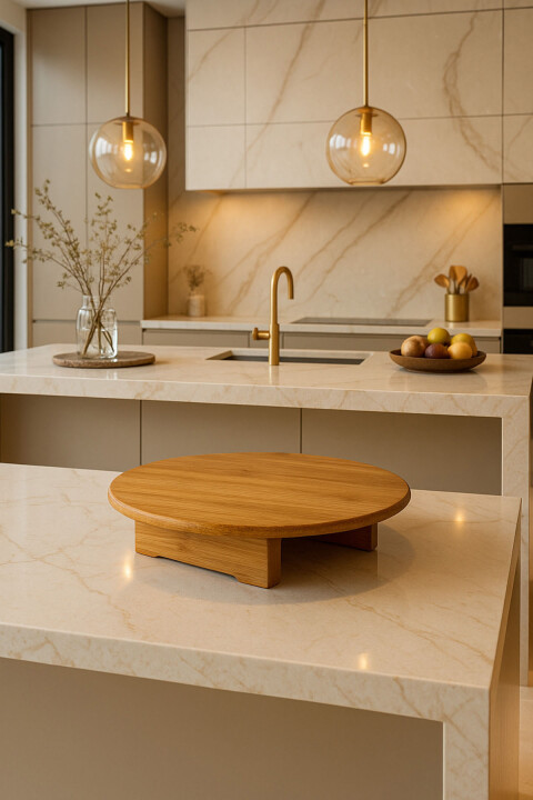 Bambu Yuvarlak Ayaklı Kesme Tahtası – Büyük Boy, Sağlıklı ve Şık Sunumlar İçin - Bambuland