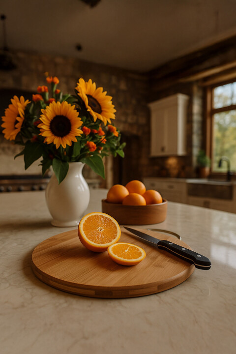 Bambu Yuvarlak Kesme Tahtası 30x30 cm – Orta Boy, Saplı ve Dayanıklı - Bambuland