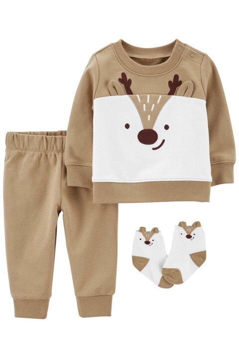 Bebek 3'Lü Alt Üst Set - Kahverengi - CARTERS