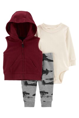Erkek Bebek 3'Lü Yelek Set-Kırmızı - CARTERS