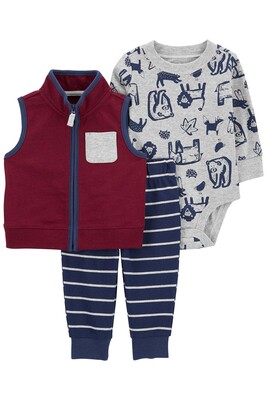 Erkek Bebek 3'Lü Yelek Set 