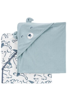Layette Erkek Bebek 2'Li Banyo Havlusu-Mavi - CARTERS