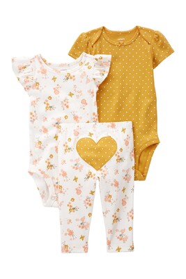 Layette Kız Bebek 3'Lü Alt Üst Set-Sarı - CARTERS