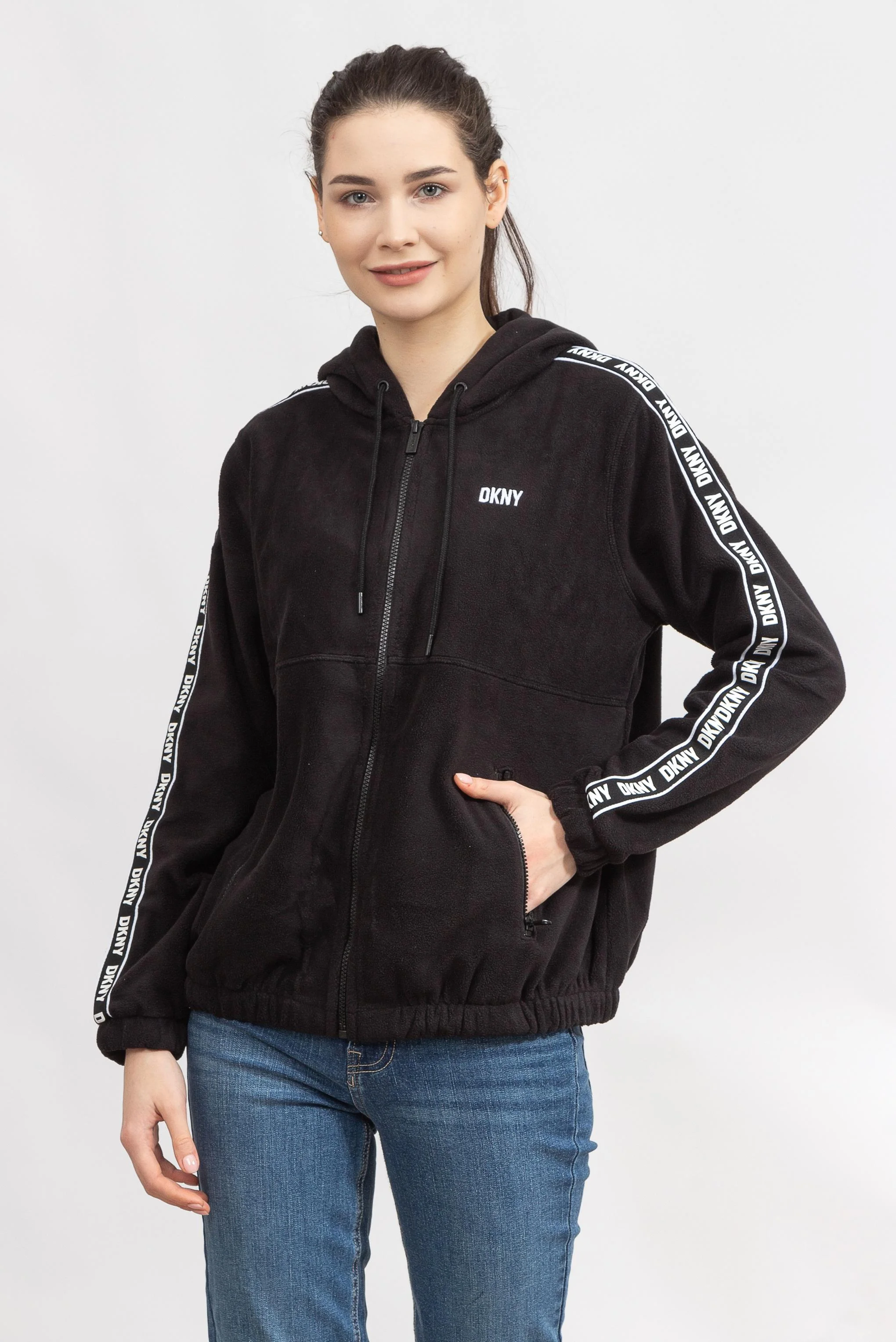 Kadın Fermuarlı Sweatshirt-Siyah - DKNY