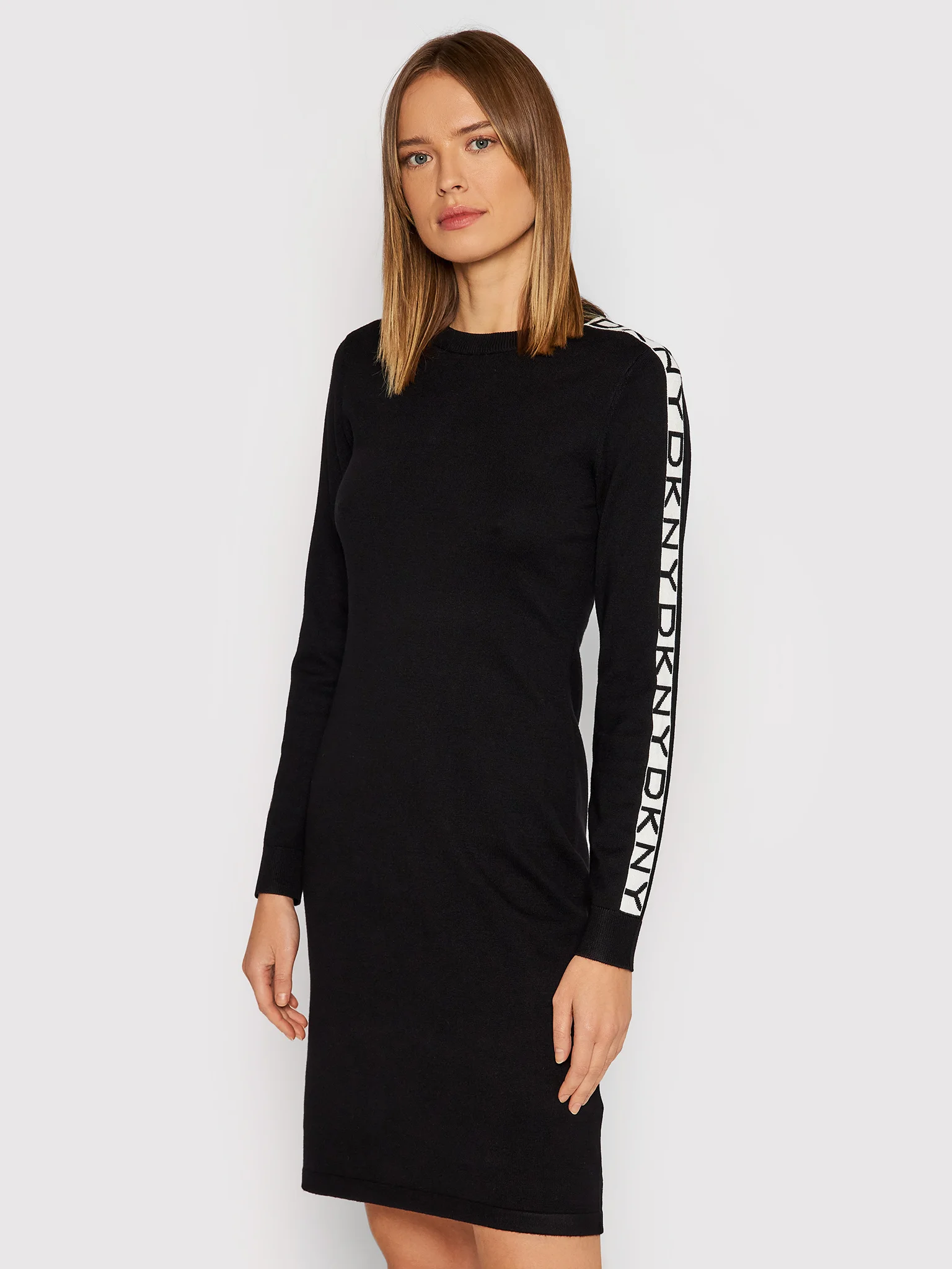 Kadın Sheath Triko Elbise-Siyah - DKNY