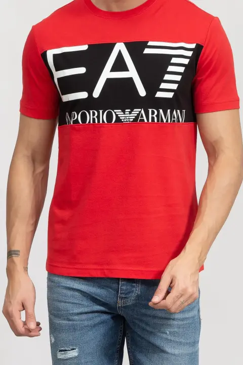 Bisiklet Yaka Erkek T-Shirt-Kırmızı 