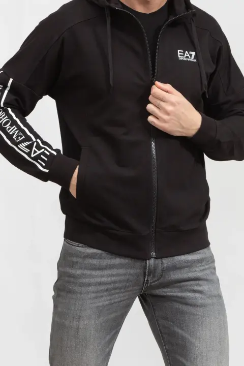 Fermuarlı Erkek Sweatshirt-Siyah - EA7