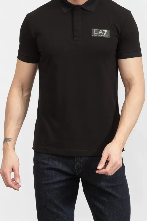 Polo Yaka Erkek T-Shirt-Siyah 