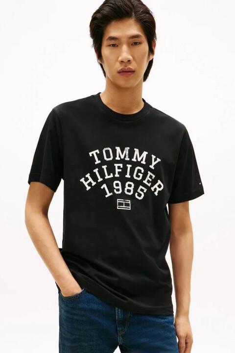 Erkek 1985 Logolu Pamuklu T-Shirt - Siyah - Tommy Hilfiger