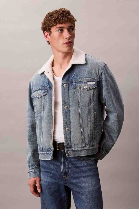 Erkek 90s Sherpa Trucker Tinted Thundr Ceket - Açık Mavi/ - Calvin Klein