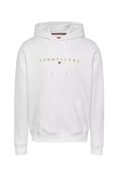 Erkek Altın Yazı Kapüşonlu Sweatshirt - Beyaz 