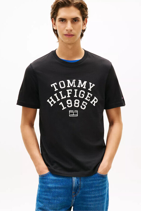 Erkek Arch Varsity Logolu Bisiklet Yaka T-Shirt - Siyah 