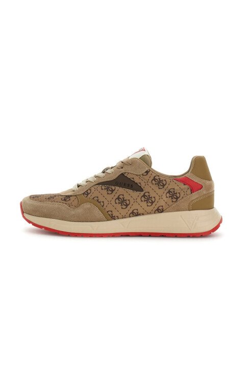Erkek Aria Deri Sneaker - Bej/Taba - Guess