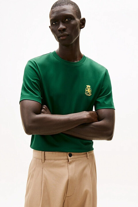 Erkek Arma Nakışlı Interlock T-Shirt - Yeşil 