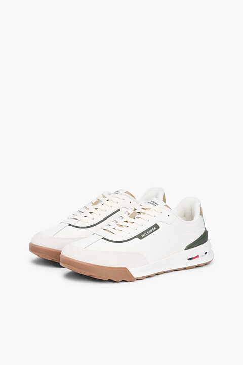 Erkek Bağcıklı Deri Karışımlı Retro Spor Ayakkabı - Fildişi - Tommy Hilfiger
