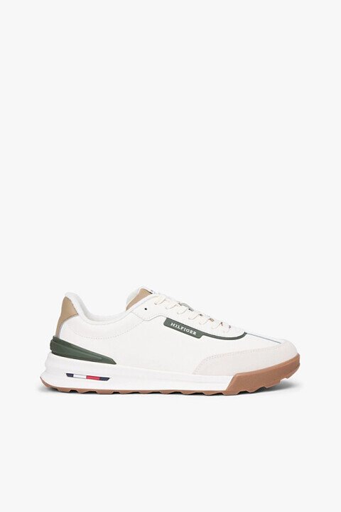 Erkek Bağcıklı Deri Karışımlı Retro Spor Ayakkabı - Fildişi - Tommy Hilfiger