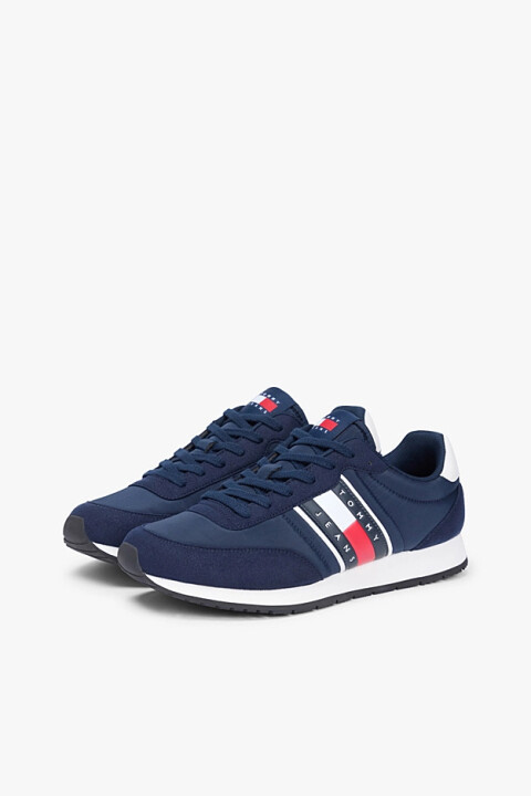 Erkek Bağcıklı Yan Şerit Detaylı Spor Ayakkabı - Lacivert - Tommy Hilfiger