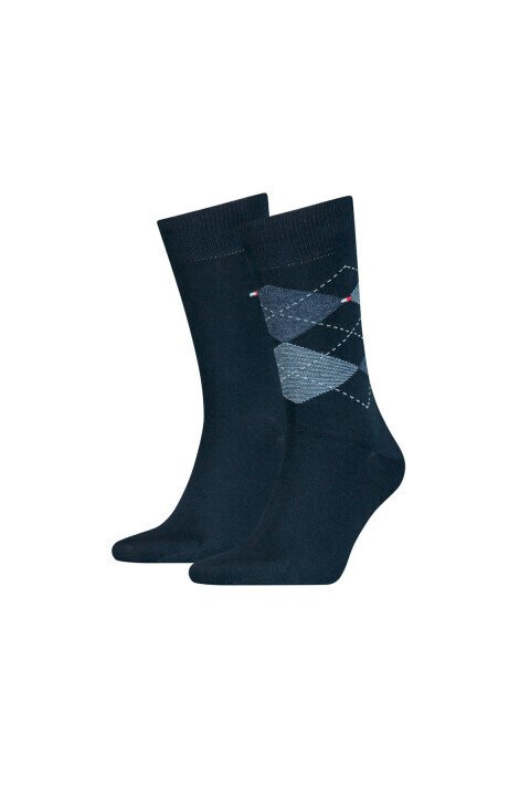 Erkek Baklava Desenli Çorap 2'li Paket - Koyu Lacivert 