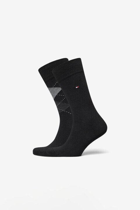 Erkek Baklava Desenli Çorap 2'li Paket - Siyah 