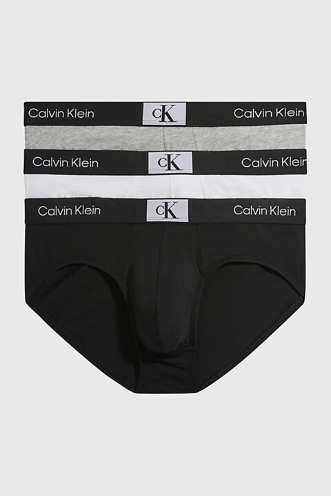 Erkek Basic 3'Lü Ck İmzalı Bel Bantlı Boxer - Siyah Beyaz Gri - Calvin Klein