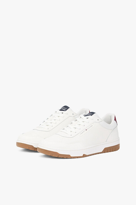 Erkek Basketball Bağcıklı Renk Bloklu Deri Sneaker - Beyaz/Çok Renkli - Tommy Hilfiger