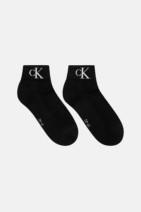 Erkek Bilek Boy Monogram Logolu 2'li Çorap Seti - Siyah - Calvin Klein